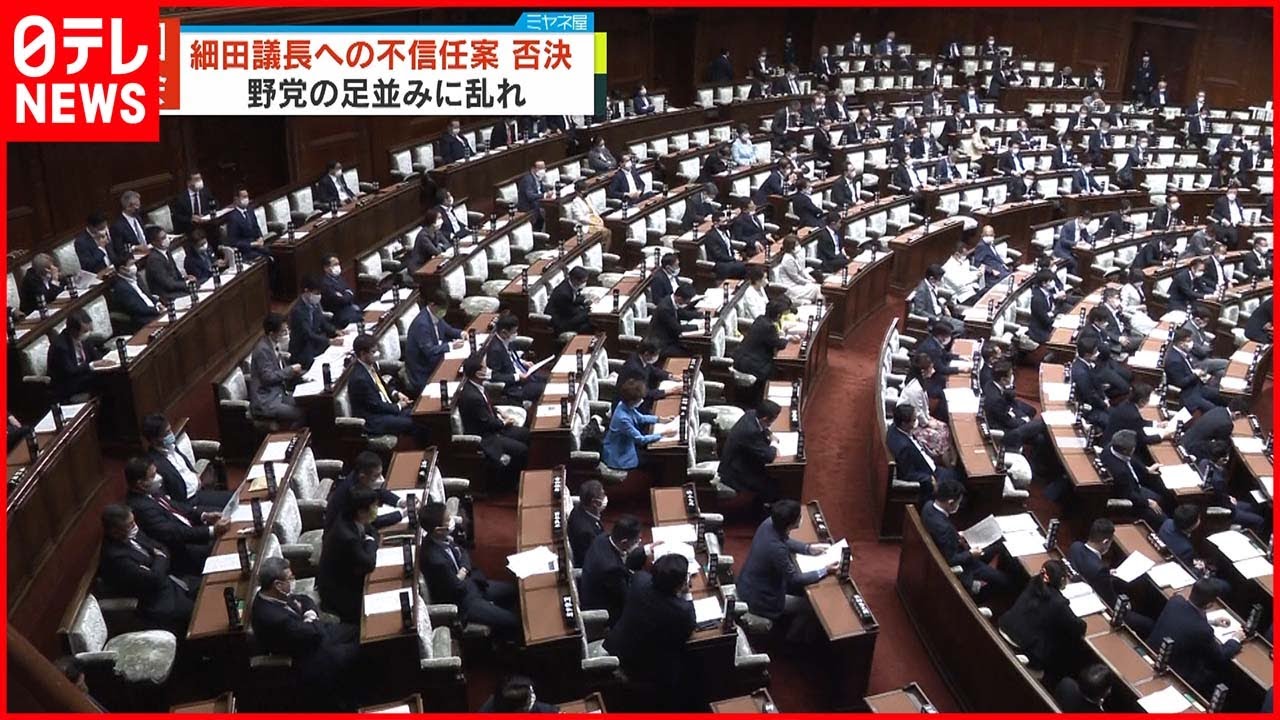 【衆議院本会議】細田議長への不信任案否決 野党各党の足並みに乱れ