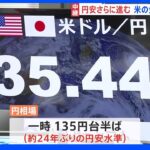 「日銀の金融政策決定会合を終えるまでは緊張状態続く」 一時135円台半ば｜TBS NEWS DIG