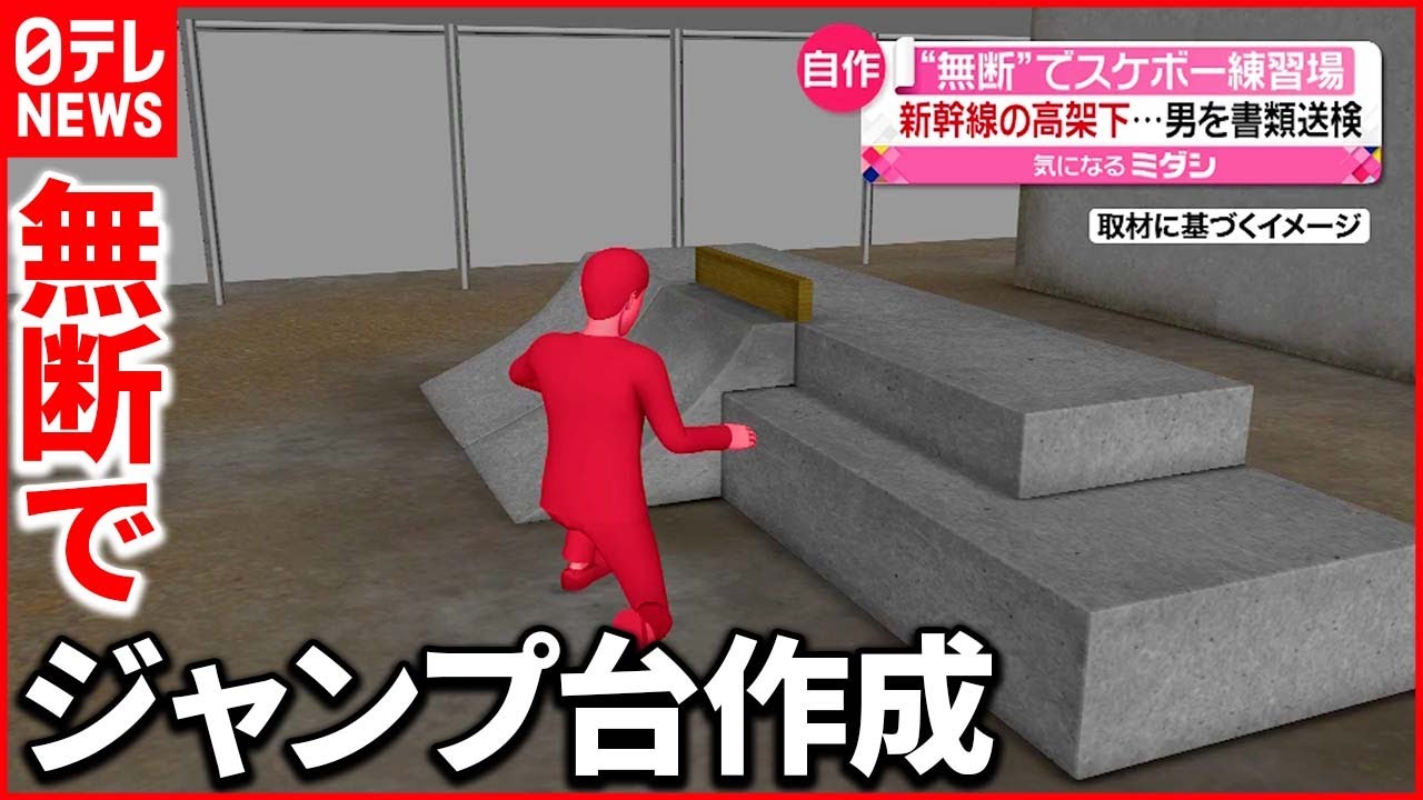 【自作】「スケボーで遊べる場所ほしかった」新幹線の高架下にジャンプ台を…