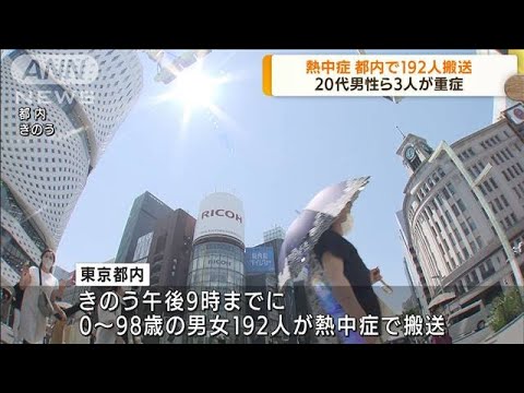 熱中症　都内で192人搬送　20代男性ら3人が重症(2022年6月29日)