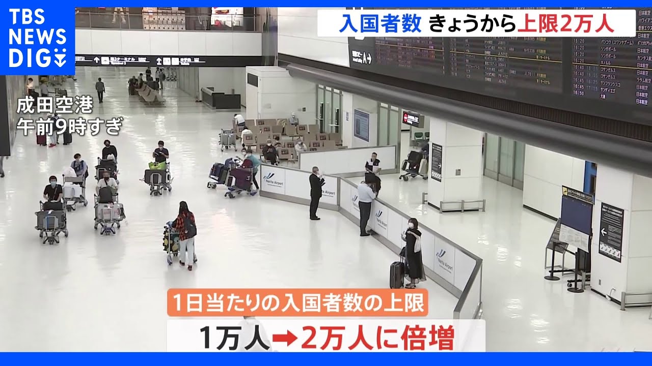 水際対策きょうから緩和　入国者数上限2万人に倍増　10日からは外国人観光客受け入れも｜TBS&nbsp;NEWS&nbsp;DIG