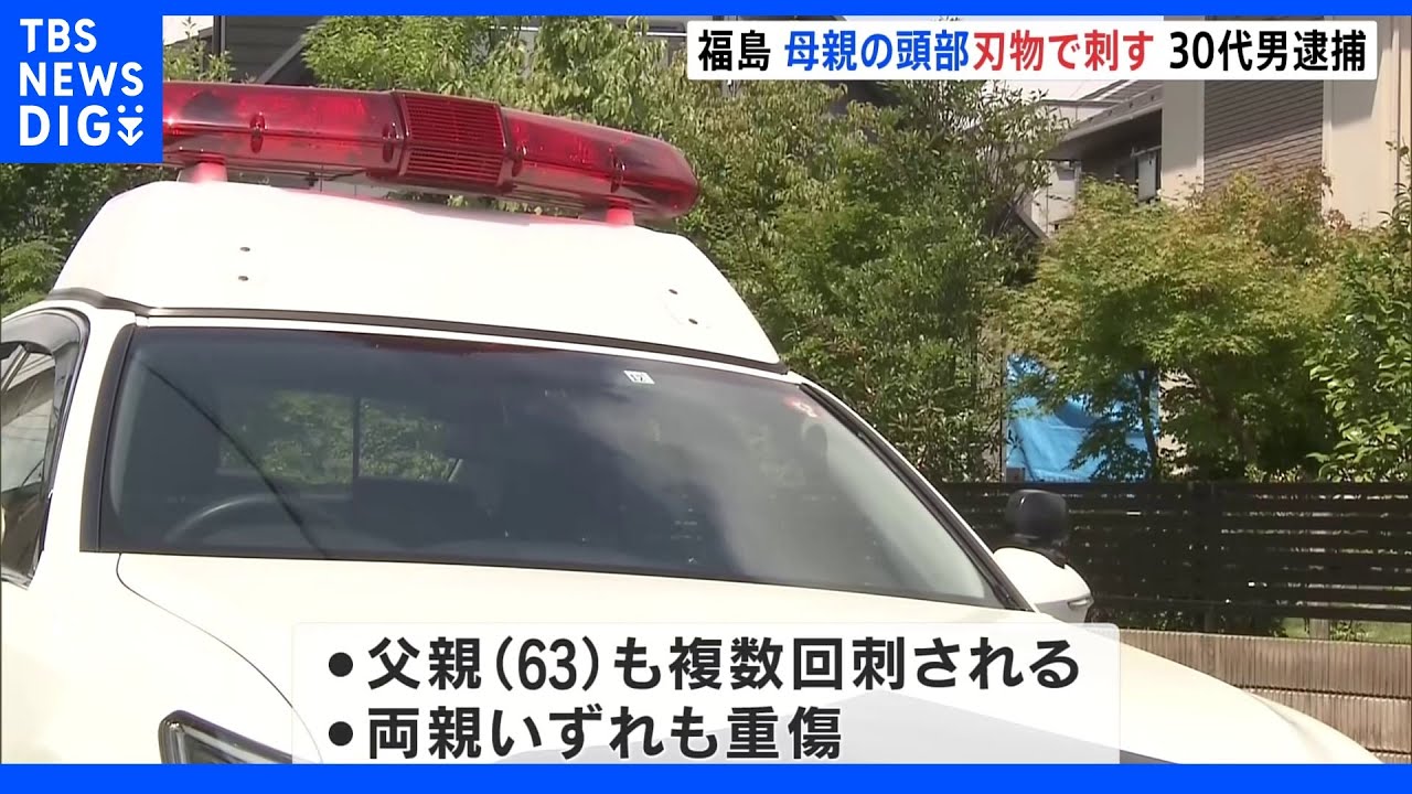 母親の頭部を刃物で刺す　殺人未遂容疑30代男逮捕　父親も刺され重傷｜TBS&nbsp;NEWS&nbsp;DIG