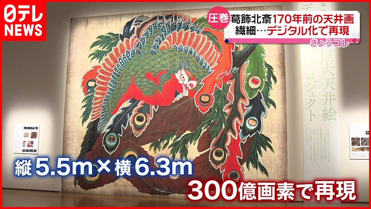 【デジタル化で再現】葛飾北斎の巨大天井画 300億画素でプリント