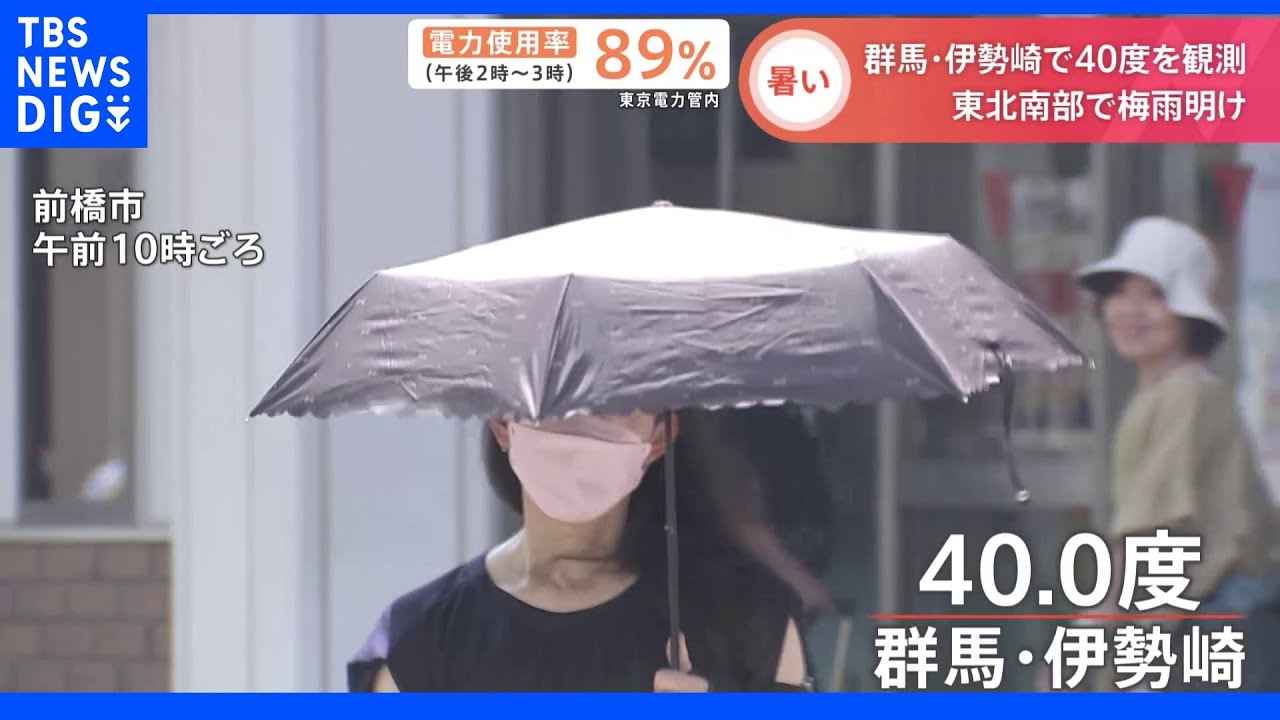 全国で猛暑続く　群馬・伊勢崎で40度　東京では5日連続で猛暑日に｜TBS&nbsp;NEWS&nbsp;DIG