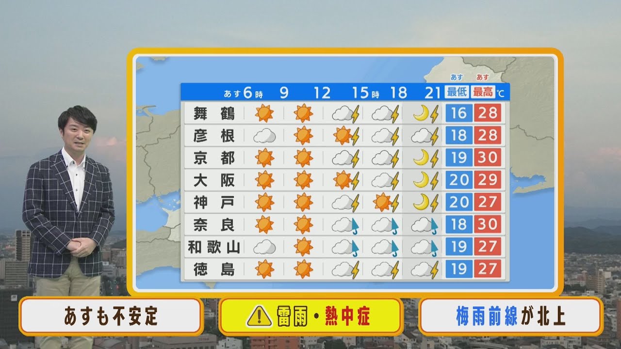 【6月10日(金)】金曜日も天気安定せず…熱中症と不意打ちの雷雨に注意【近畿地方】