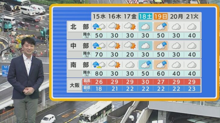 【6月15日(水)】近畿は梅雨入りで１５日（水）も傘の出番【近畿地方】