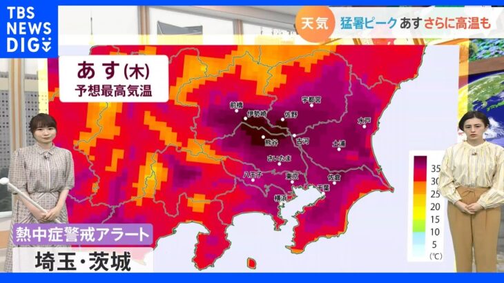 【6月30日 関東の天気】各地で35℃超え 猛暑日に｜TBS NEWS DIG