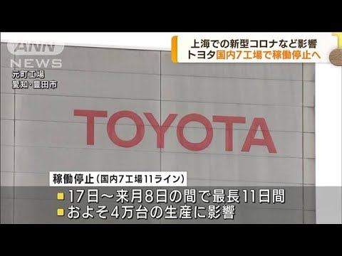トヨタ　上海の新型コロナなどで7工場稼働停止へ(2022年6月17日)