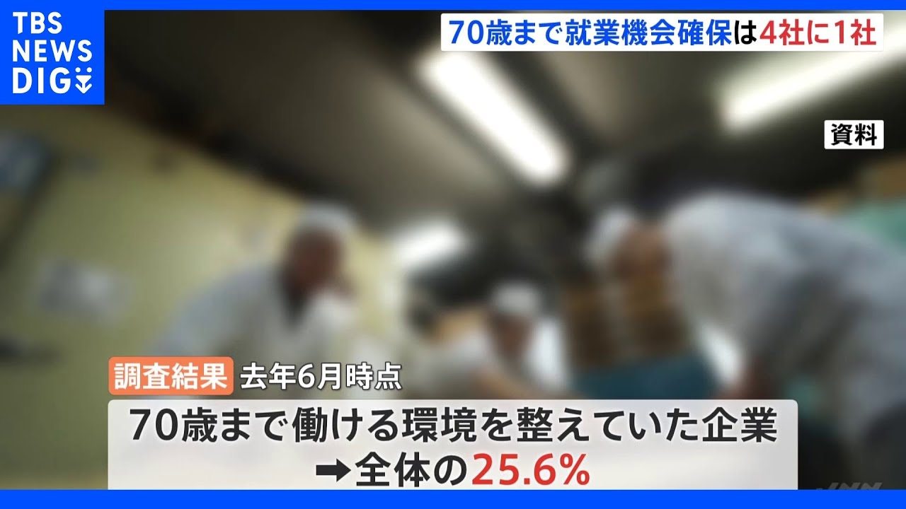 70歳まで就業機会確保の企業は4社に1社&nbsp;努力義務施行後に初調査&nbsp;厚労省｜TBS&nbsp;NEWS&nbsp;DIG