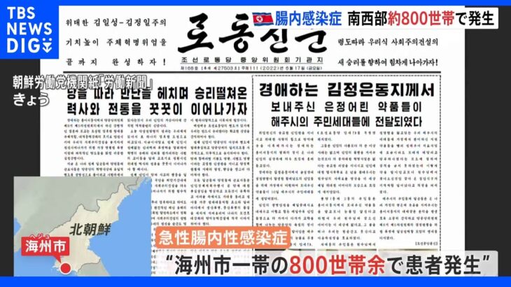 北朝鮮「急性腸内性感染症」南西部約800世帯で発生　韓国報道「腸チフスやコレラの可能性」｜TBS NEWS DIG