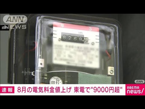 【速報】8月の電気料金　大手4社が値上げ　東京電力は一般的な家庭で9000円台に(2022年6月29日)