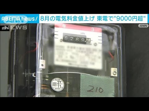 【速報】8月の電気料金　大手4社が値上げ　東京電力は一般的な家庭で9000円台に(2022年6月29日)