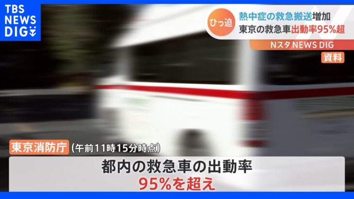 東京消防庁の救急車の出動率が95％超 熱中症の搬送事案が増加か｜TBS NEWS DIG