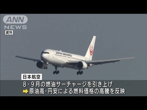 JAL8・9月燃油サーチャージ過去最高水準に(2022年6月24日)