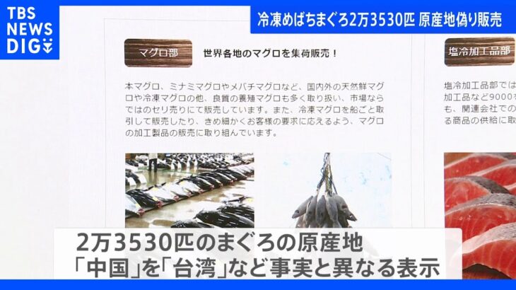 2万匹以上のマグロの原産地を偽り販売　「中国」を「台湾」と表示　東京の水産会社に農水省が是正指示｜TBS NEWS DIG