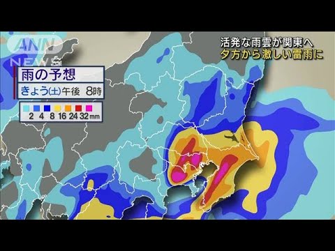 活発な雨雲が関東へ　夕方から激しい雷雨に(2022年7月16日)
