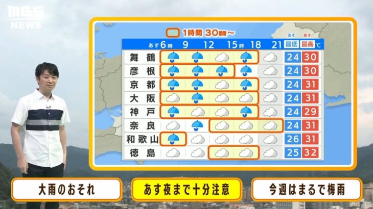 【近畿の天気】火曜日にかけて警報級大雨のおそれ今週はまるで梅雨のような天気(2022年7月11日)
