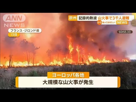 記録的“熱波”…欧州各地で大規模“山火事”　中国・武漢は1週間“最低気温30℃”(2022年7月18日)