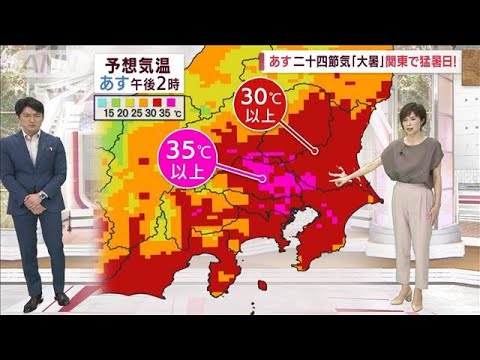 【全国の天気】あす二十四節気「大暑」関東で猛暑日(2022年7月22日)