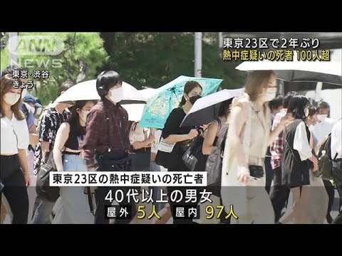 東京23区の熱中症疑いの死者 2年ぶりに100人超える(2022年7月25日)