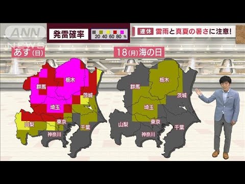 【関東の天気】3連休は急な雷雨と真夏の暑さ復活(2022年7月16日)