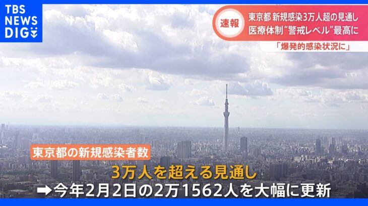 東京 初の感染者3万人超見通し　きょうも各地で感染者最多を更新｜TBS NEWS DIG