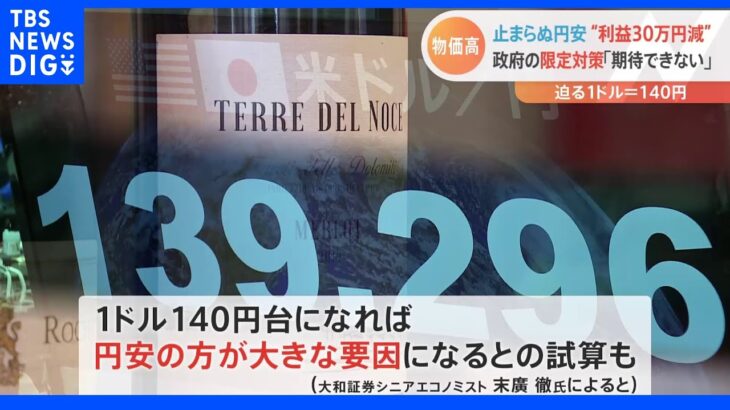 止まらぬ円安“利益30万円減”　政府の対策「過度な期待できない」　“節電ポイント”などで円安対策示されず｜TBS NEWS DIG