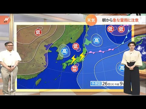 【天気】あす朝”急な雷雨”に注意 7月26日・関東｜TBS NEWS DIG