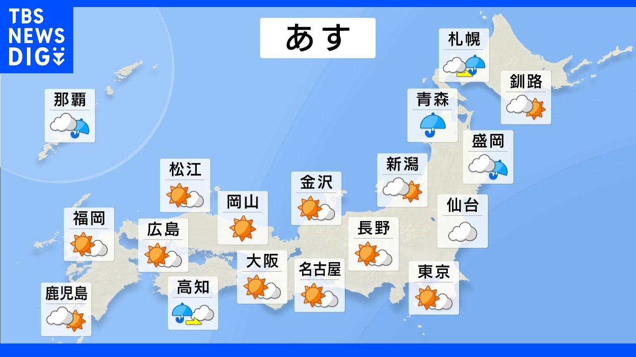 【7月31日&nbsp;夕方&nbsp;気象情報】明日の天気｜TBS&nbsp;NEWS&nbsp;DIG