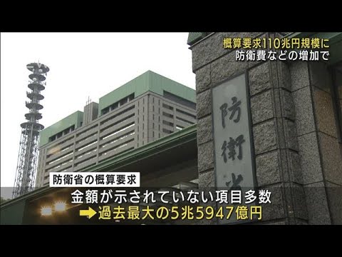 来年度予算の概算要求は総額110兆円規模　防衛費は過去最大5兆5947億円(2022年8月31日)