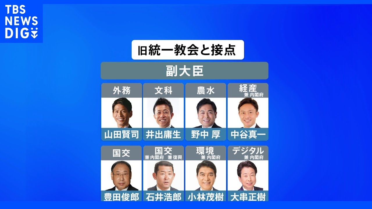 新内閣 少なくとも副大臣・政務官16人が教団側と接点|TBS NEWS DIG