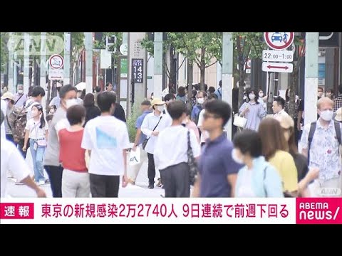 【速報】東京新規感染2万2740人　9日連続で前週同曜日を下回る(2022年8月14日)