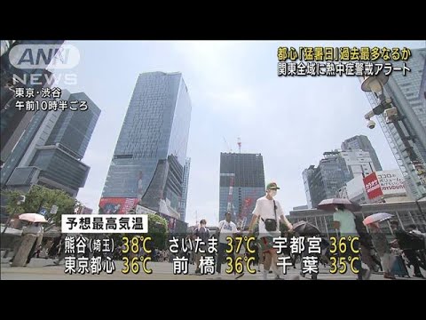 関東全域に熱中症警戒アラート　東京都心は「猛暑日」過去最多(2022年8月9日)