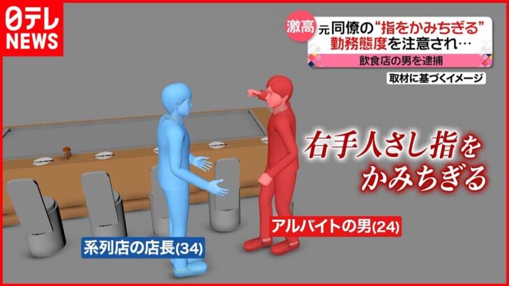 【男逮捕】勤務態度を注意され…元同僚の“指をかみちぎる”