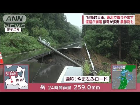 秋田・三種川が氾濫　川岸、道路が崩落、家の中も水浸し…なぜ降りやまない？(2022年8月10日)