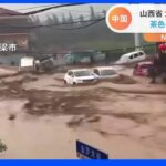 茶色の濁流に車が流される　相次ぐ大雨による洪水被害　中国・山西省｜TBS NEWS DIG