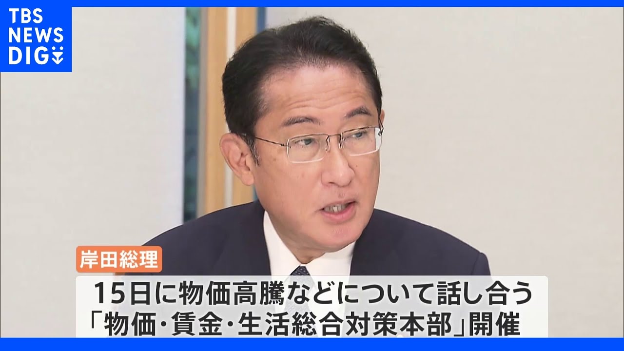 総理&nbsp;物価高の中心である「エネルギー・食料品に集中して追加策打ち出す」と表明　今月15日に物価高騰を話し合う対策本部を開催｜TBS&nbsp;NEWS&nbsp;DIG