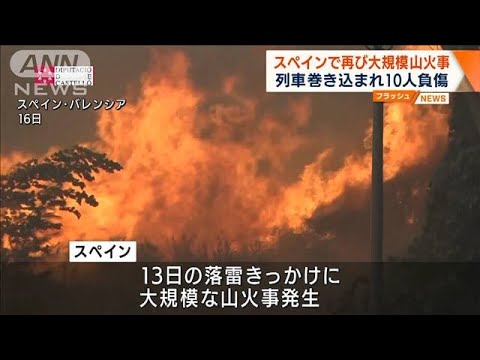 【記録的熱波】列車が山火事に巻き込まれる　スペイン(2022年8月18日)