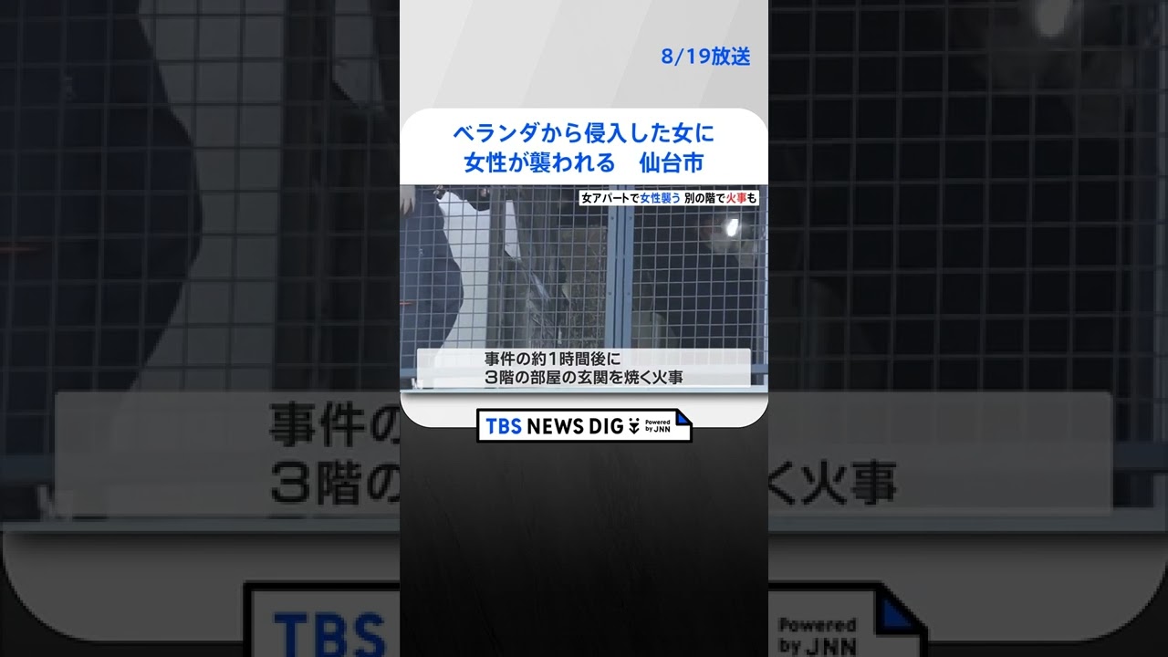 ベランダから侵入した女にハンマーと包丁で女性が襲われる　別部屋では火災も　仙台市｜TBS NEWS DIG　#shorts
