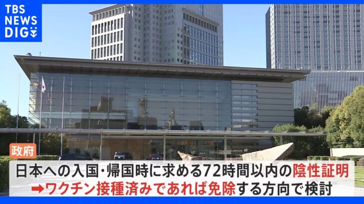 政府　入国前のコロナ検査免除を検討　届け出義務も高齢者などに限定へ あすにも新たなコロナ対策を発表へ｜TBS NEWS DIG