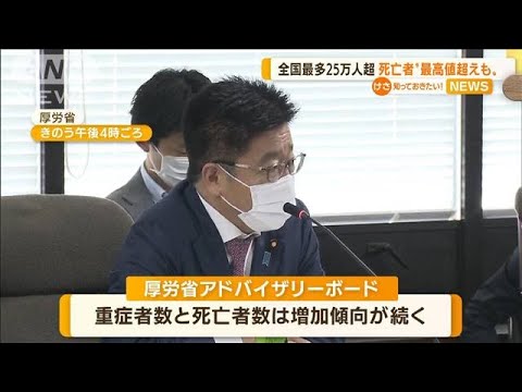 死亡者“最高値超え”恐れ…全国最多25万5534人感染(2022年8月19日)