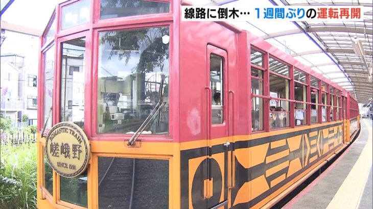 嵯峨野トロッコ列車「運転再開」…線路内の倒木から１週間ぶり　始発列車は満員（2022年8月28日）