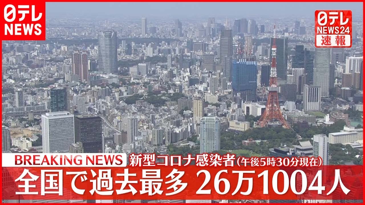 【新型コロナ】全国26万1004人の新規感染者 2日連続で過去最多更新（午後5時30分時点） 19日