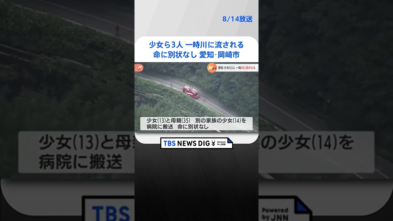 助けようと大人3人が川に…少女ら3人が一時川に流される 命に別状なし 愛知・岡崎市|TBS NEWS DIG #shorts