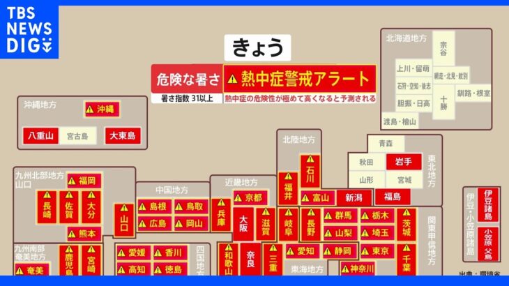 今年最多38の地域で「熱中症警戒アラート」埼玉・熊谷市では最高41度予想｜TBS NEWS DIG
