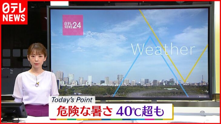 【危険な暑さ】熊谷は41℃まで上がる予想　熱中症に厳重警戒を