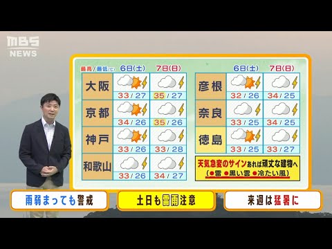 【8月6日(土)】雨やんでも災害に警戒続けて　土日も天気急変のおそれ　来週は猛暑に…【近畿地方】