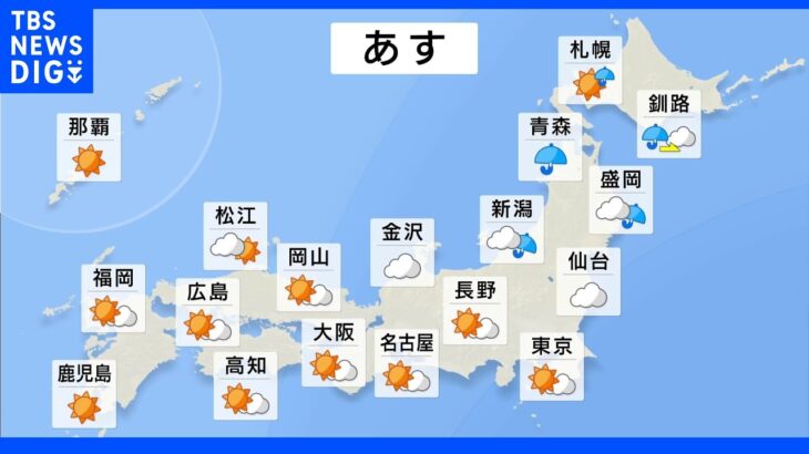 【8月9日 夕方 気象情報】明日の天気｜TBS NEWS DIG