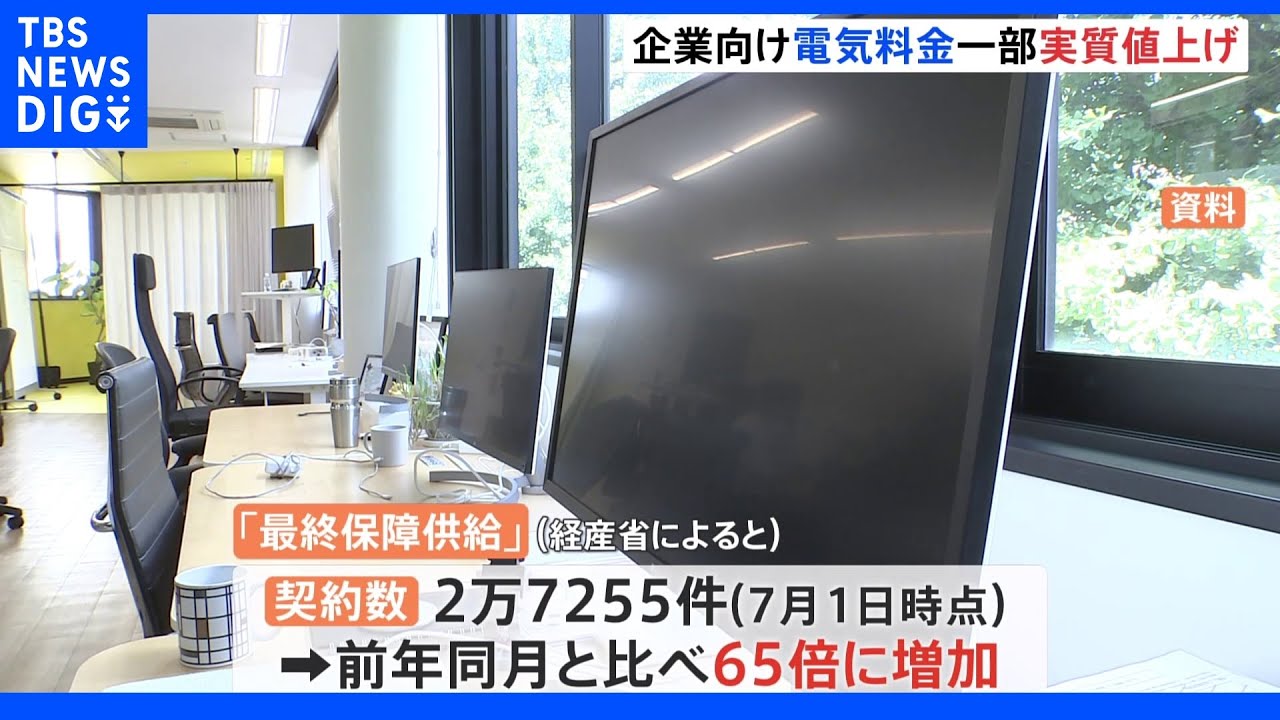 エネルギーの高騰が止まらず　大手電力9社「最終保障供給」制度の料金を来月から値上げ｜TBS&nbsp;NEWS&nbsp;DIG