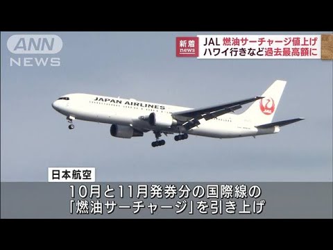 JAL、サーチャージ値上げ　ハワイ便など過去最高に(2022年8月18日)